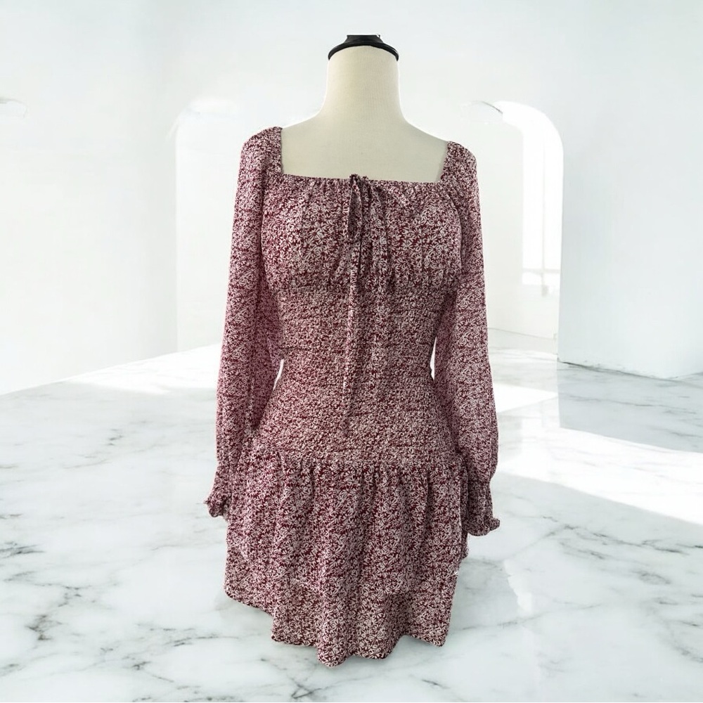 Princess Polly Smocked Milkmaid Tiered Ruffle Floral Prairie Dress Size 0‎